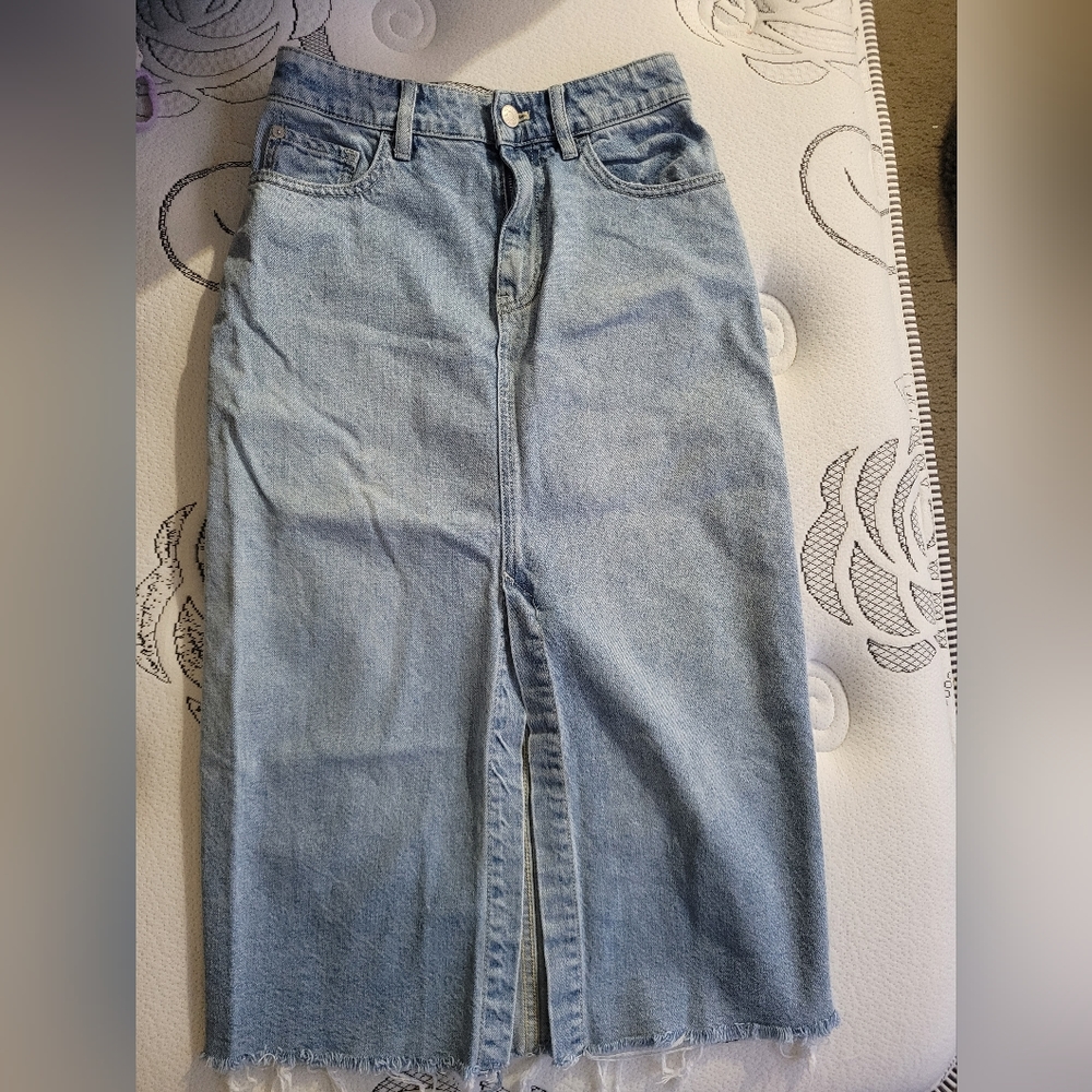Free People Denim Midi Skirt